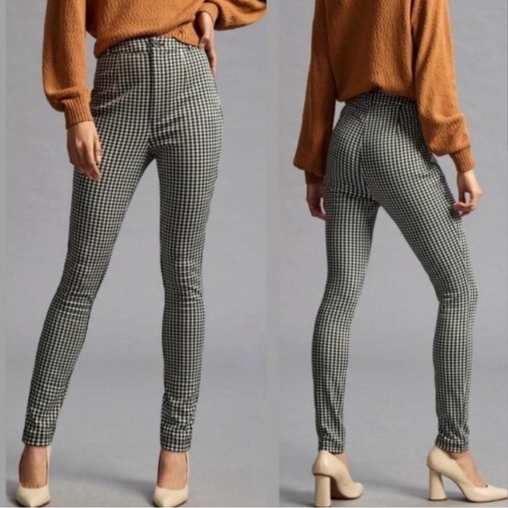 Anthropologie Black and White Houndstooth Skinny Pants